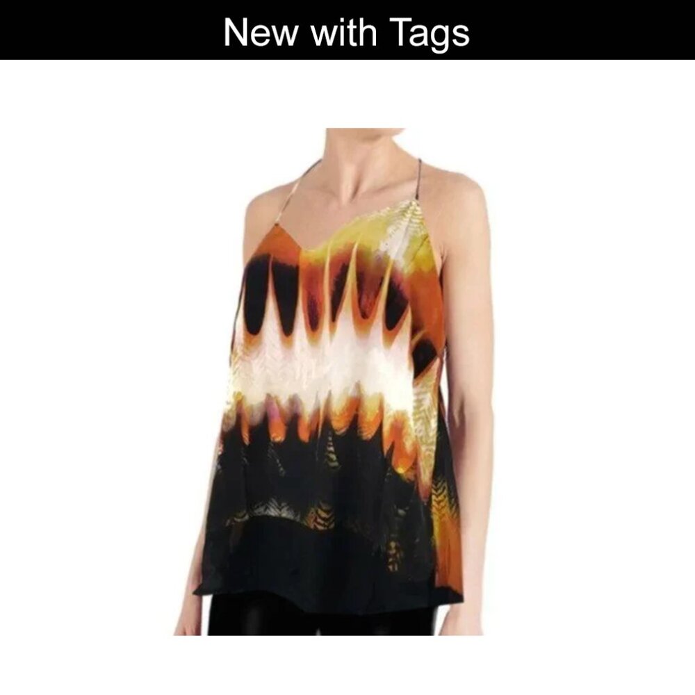 SILK Spaghetti T-Strap Hi-Lo SUMMER Top Size LARGE by Line + Dot Extra Long back